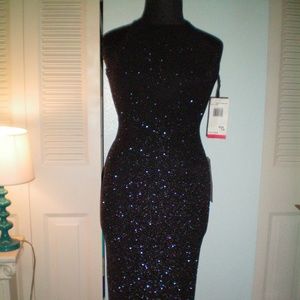 Jump Apparel Sleeveless Black Gown silver sparkly